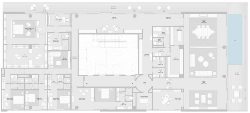 Планировки Armani Beach Residences - 5 спален Пентхаусы