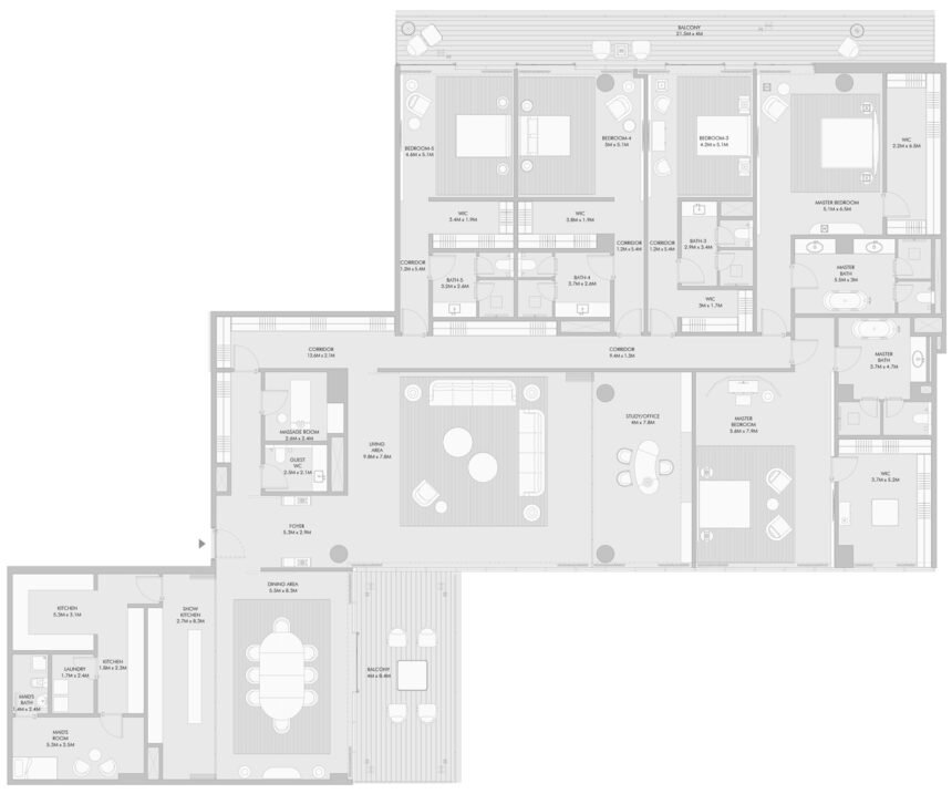 Планировки Armani Beach Residences - 5 спален Апартаменты