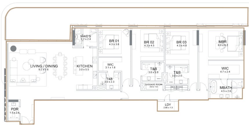 Планировки Serenia Living - 4 спальни Апартаменты