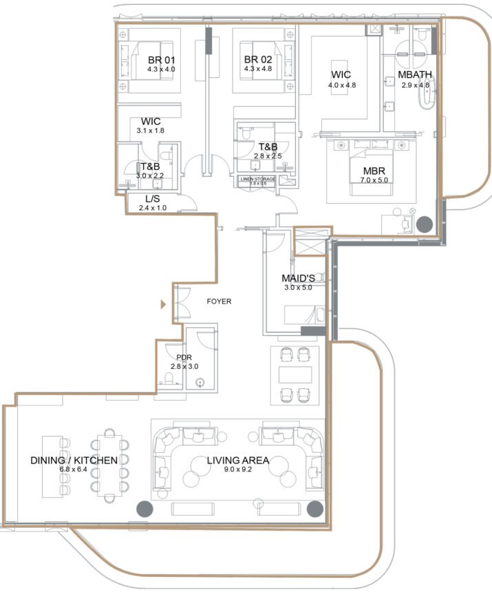 Планировки Serenia Living - 4 спальни Пентхаусы
