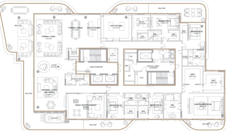 Планировки Serenia Living - 6 спален Пентхаусы