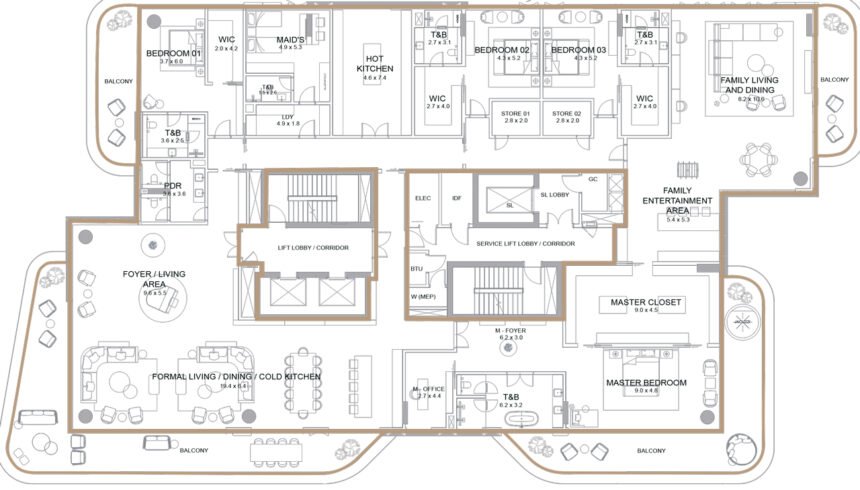 Планировки Serenia Living - 5 спален Пентхаусы